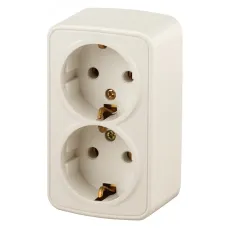 3-204-02 Intro Розетка 2х2P+E Schuko, 16А-250В, IP20, ОУ, Polo, сл.кость (12/240/2880)