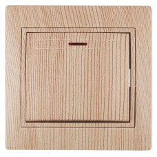 Выключатель Intro Plano 1-102-11 одноклавишный с подсветкой, 10А-250В, IP20, СУ, сосна