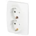 Розетка ЭРА Серия 12 12-2106-01М , 2X2P+E Schuko, 16А-250В, белый матовый