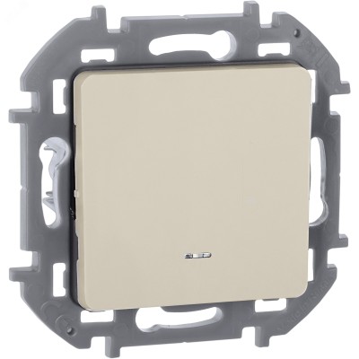 Выключатель 1-клавишный проходной с подсветкой/индикацией 10АХ безвинтовое крепление слоновая кость INSPIRIA