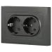 Розетка Intro Accent 6-205-07 , 2X2P+E Schuko, 16А-250В, IP20, СУ, AL/CU, графит