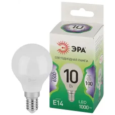 Лампа светодиодная ЭРА GREEN LINE LED P45-10W-865-E14 GL E14 10 Вт шар холодный свет