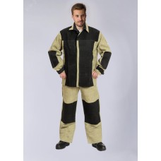 Костюм сварщика комбинированный 2 кл.защиты (тк.Брезент,550/Спилок S=1,5), черный/бежевый(А4), 44-46/170-176