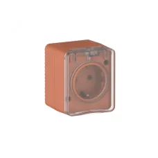 AtlasDesign PROFI IP54 О/У РОЗЕТКА с заземлением со шторками 16А 250В, ТЕРРАКОТОВЫЙ