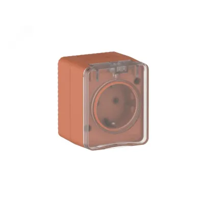 AtlasDesign PROFI IP54 О/У РОЗЕТКА с заземлением со шторками 16А 250В, ТЕРРАКОТОВЫЙ