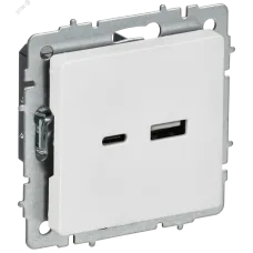 BRITE Розетка USB A+C 18Вт РЮ11-1-БрАБ арктический белый IEK
