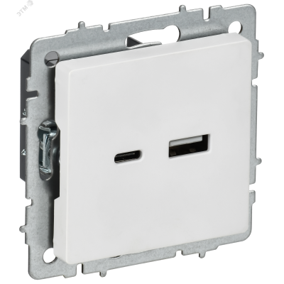 BRITE Розетка USB A+C 18Вт РЮ11-1-БрАБ арктический белый IEK