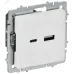 BRITE Розетка USB A+C 18Вт РЮ11-1-БрАБ арктический белый IEK