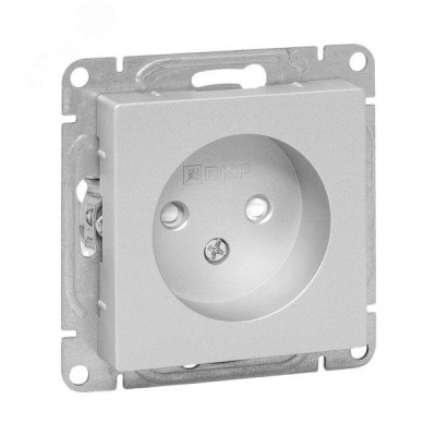Эпика Механизм розетки 16А без заземления со шторками алюминий EKF