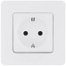 Розетка 1-местная с заземлением с защитными шторками 16А белый INSPIRIA