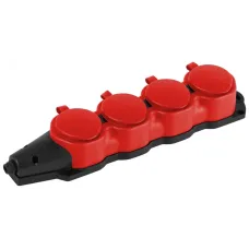 Колодка ЭРА KX-4e-RED-IP44 каучуковая с заземлением 4 розетки 16A IP44 красная