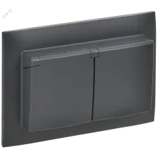 SKANDY Розетка 2-местная и крышкой 16А в сборе IP44 SK-R12T титан IEK