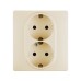 Розетка 2-местная с заземлением с защитными шторками безвинтовое крепление 16А в сборе слоновая кость ETIKA