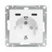 Эпика Механизм розетки с USB-C - 2шт 16А с заземлением со шторками белый EKF