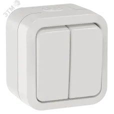 TORS Выключатель двухклавишный 10А IP55 TS305 белый IEK