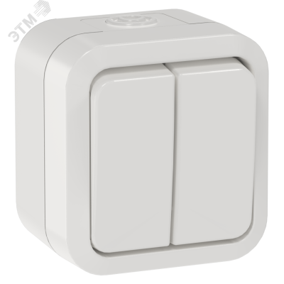 TORS Выключатель двухклавишный 10А IP55 TS305 белый IEK