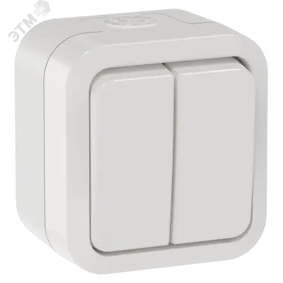 TORS Выключатель двухклавишный 10А IP55 TS305 белый IEK