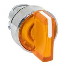 Исполнительный механизм переключателя ХB4 желтый на 3 положения возвратный без фиксации, с подсветкой с короткой ручкойо IP65