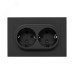 Эпика Механизм розетки двойной 16А с заземлением со шторками с рамкой черный EKF