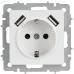 BRITE Розетка 1-местная с заземлением с защитными шторками 16А с USB A+A 5В 2,1А РЮш10-1-БрАБ арктический белый IEK