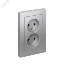 Розетка ATLASDESIGN двойная без заземления 16А в сборе алюминий