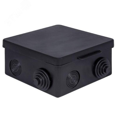 Коробка распределительная КМР-030-014 с крышкой (100х100х50), 8 мембр. вводов чёрная IP54 розн. стикер EKF