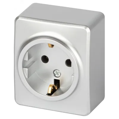 Розетка ЭРА Эксперт 11-2203-03 2P+E Schuko IP20 16A-250В ОУ алюминий