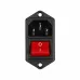 Выключатель клавишный 250В 6А (4с) ON-OFF красный с подсветкой и штекером C14 3PIN