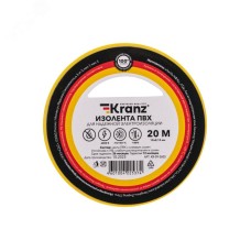 Изолента ПВХ KRANZ 0.13х15 мм, 20 м, желтая 10шт