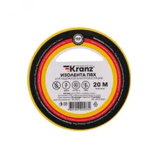 Изолента ПВХ KRANZ 0.13х15 мм, 20 м, желтая 10шт