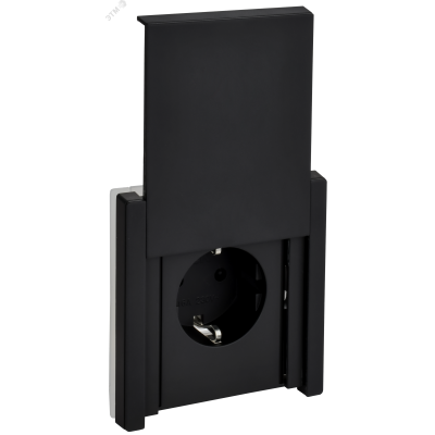 FORTE&PIANO Розетка 1-местная с заземлением с защитными шторками и крышкой безвинтовое крепление 16А IP44 FP119M металл черный IEK