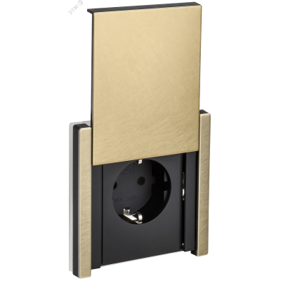FORTE&PIANO Розетка 1-местная с заземлением с защитными шторками и крышкой винтовое крепление 16А IP44 FP621M металл шампань IEK