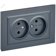 BRITE Розетка 2-местная без заземления с защитными шторками 10А в сборе РСш12-2-БрМ маренго IEK