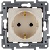 Розетка 1-местная с заземлением с защитными шторками 16А слоновая кость ETIKA