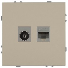 Розетка скрытого монтажа в рамку комбинированная RJ45+TV IP20 шампань 15-3110-04 Galaxy