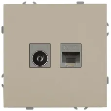 Розетка скрытого монтажа в рамку комбинированная RJ45+TV IP20 шампань 15-3110-04 Galaxy