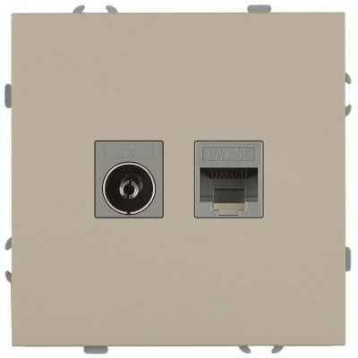 Розетка скрытого монтажа в рамку комбинированная RJ45+TV IP20 шампань 15-3110-04 Galaxy