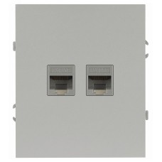 Розетка скрытого монтажа в рамку информационная двойная 2XRJ45 алюминий 16-3108-03 Arktik