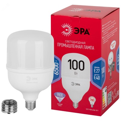 Лампа светодиодная ЭРА RED LINE LED POWER T140-100W-6500-E27/E40 R E27/E40 R 100 Вт колокол холодный белый свет
