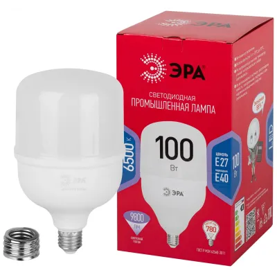Лампа светодиодная ЭРА RED LINE LED POWER T140-100W-6500-E27/E40 R E27/E40 R 100 Вт колокол холодный белый свет