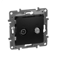 Розетка двойная TV+SAT тип звезда антрацит ETIKA