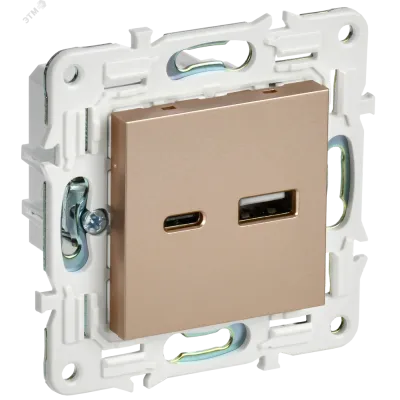 SKANDY Розетка USB A+C 18Вт SK-R13Sa песочный IEK