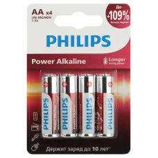 Батарейки Philips LR6P4B/51 АА алкалиновые 1,5v 4 шт. LR6-4BL Power (4/48/144/18432)