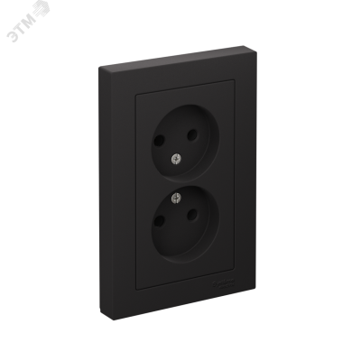 Розетка ATLASDESIGN двойная без заземления 16А в сборе карбон