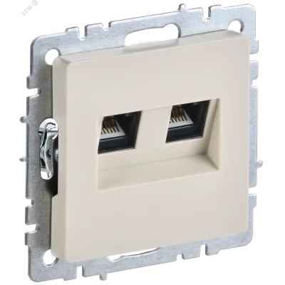 BRITE Розетка компьютерная двойная RJ45 кат.5E РК10-2-БрКр бежевый