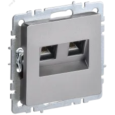 BRITE Розетка компьютерная двойная RJ45 кат.5E РК10-2-БрС сталь