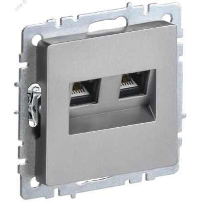 BRITE Розетка компьютерная двойная RJ45 кат.5E РК10-2-БрС сталь
