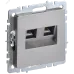 BRITE Розетка компьютерная двойная RJ45 кат.5E РК10-2-БрС сталь