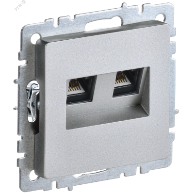BRITE Розетка компьютерная двойная RJ45 кат.5E РК10-2-БрА алюминий