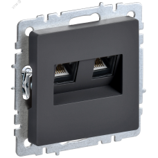 BRITE Розетка компьютерная двойная RJ45 кат.5E РК10-2-БрГ графит